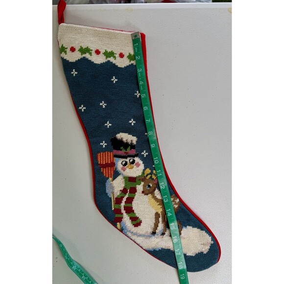 Imperial Elegance Hand Embroidered Needlepoint Christmas Stocking Snowman 18” - Picture 5 of 5